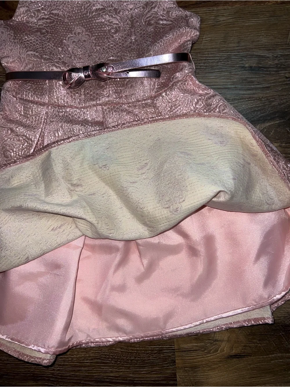 The Children's Place Rose Gold Metallic Woven Jacquard Dress, Size 6X/7